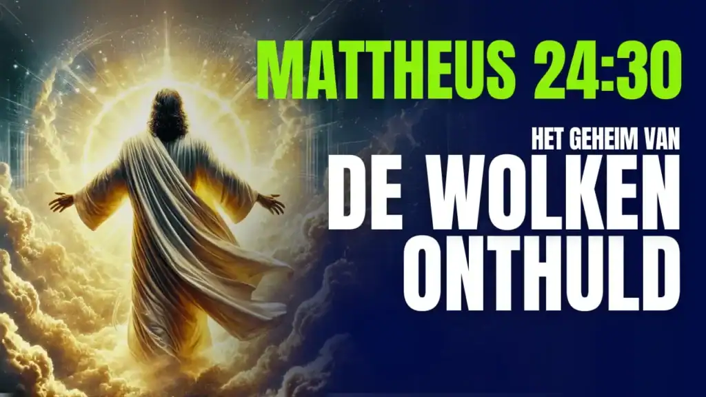 Artistieke weergave van Jezus Christus die verschijnt in een stralende wolk van licht met gespreide armen, gebaseerd op de Bijbelstudie over Matteüs 24:30.