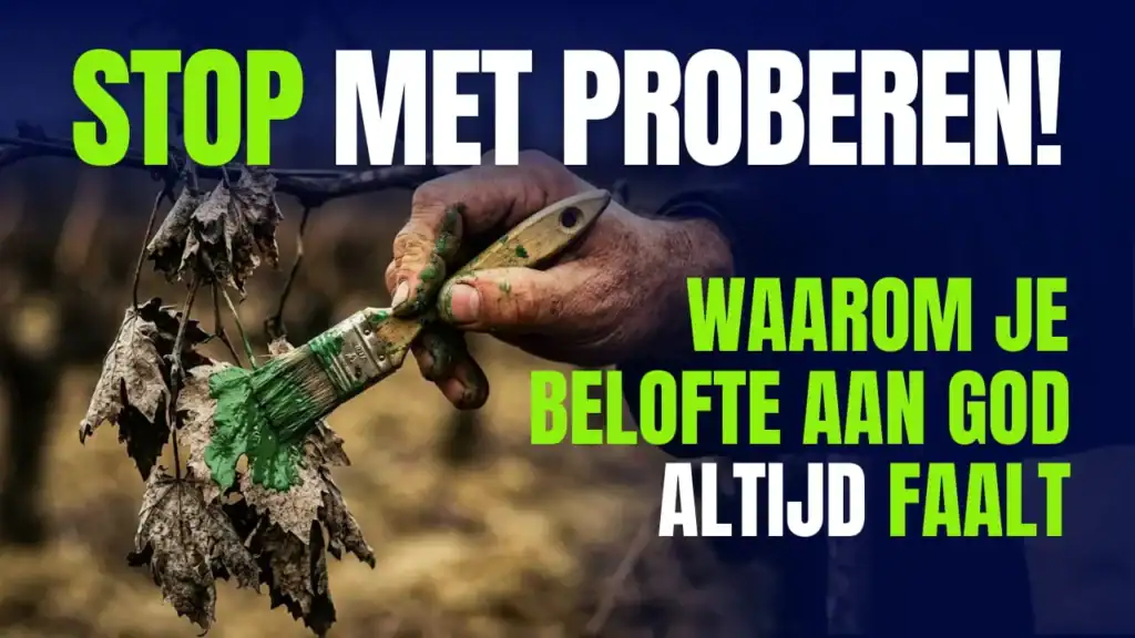 Hand schildert dorre bladeren groen – Romeinen 8, wilskracht en religieus zwoegen.